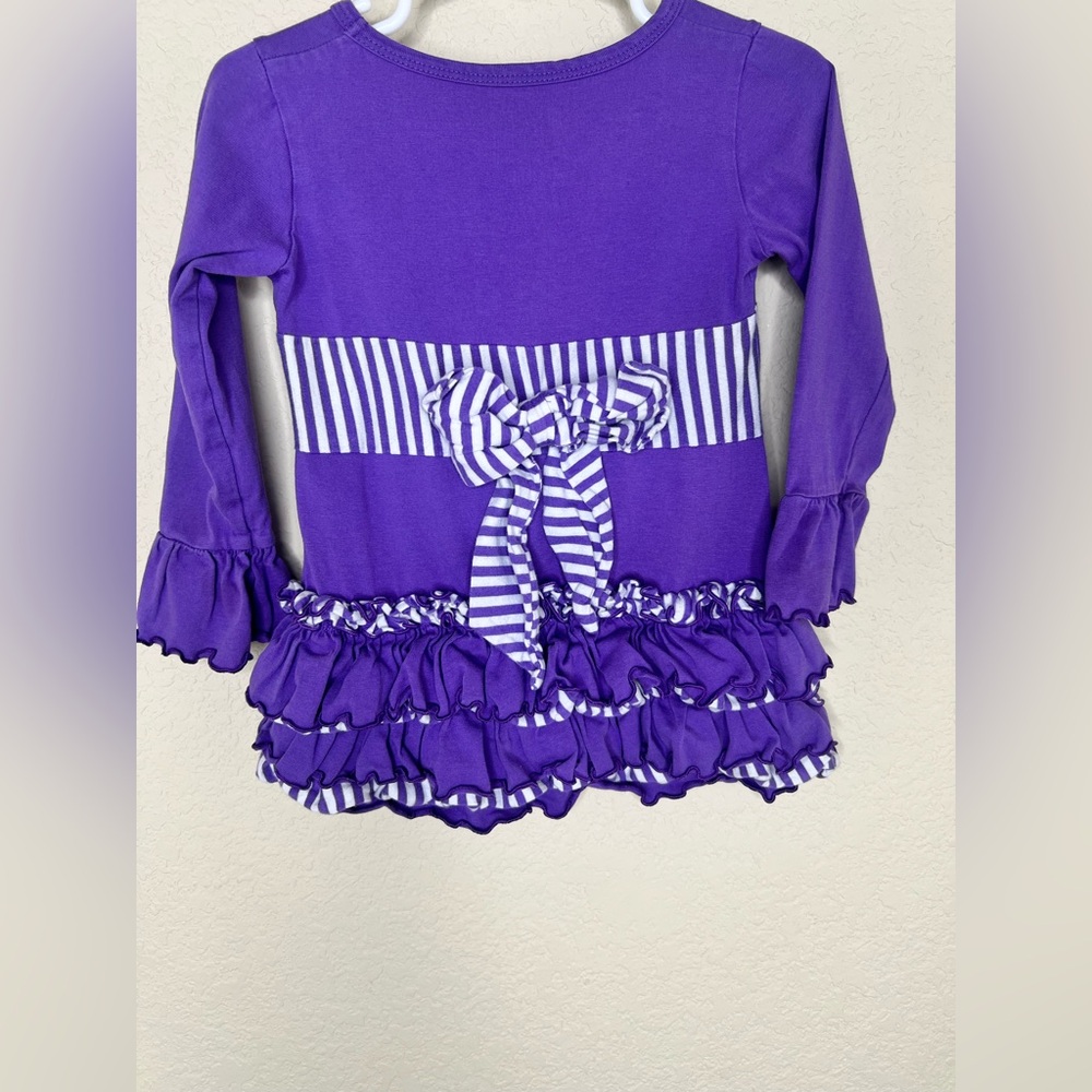 NTM RuffleButts Purple Ruffle Outfit Set 3T Striped Ruffle Pant Boutique Toddler - Picture 15 of 15